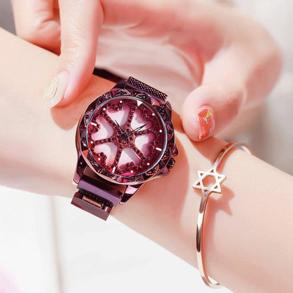 Fashion Women Watch, with 360¬∞ Rotatable Dial, Magnetic Watch Band & Daily Waterproof
