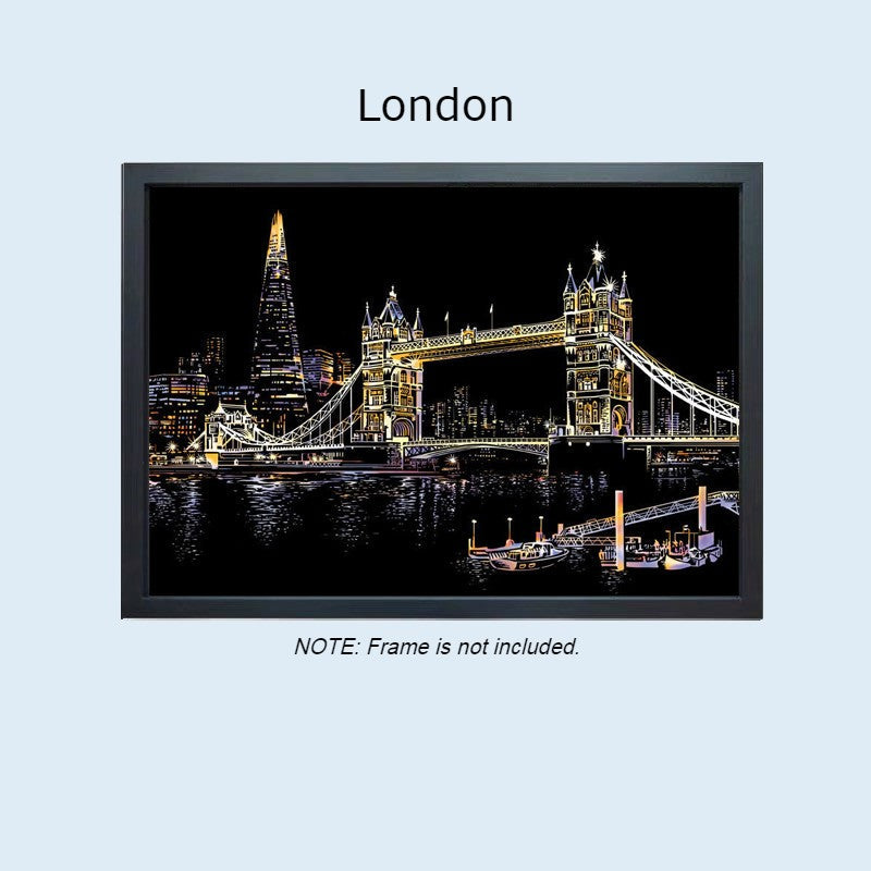 Creative Scratch Art City Night View, for Kids, Adult, DIY, Decoration & Gift