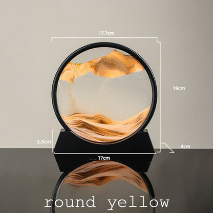 Dynamic Glass Framed Moving Sand Nature Landscape, for Desktop, Home, Office, Decor