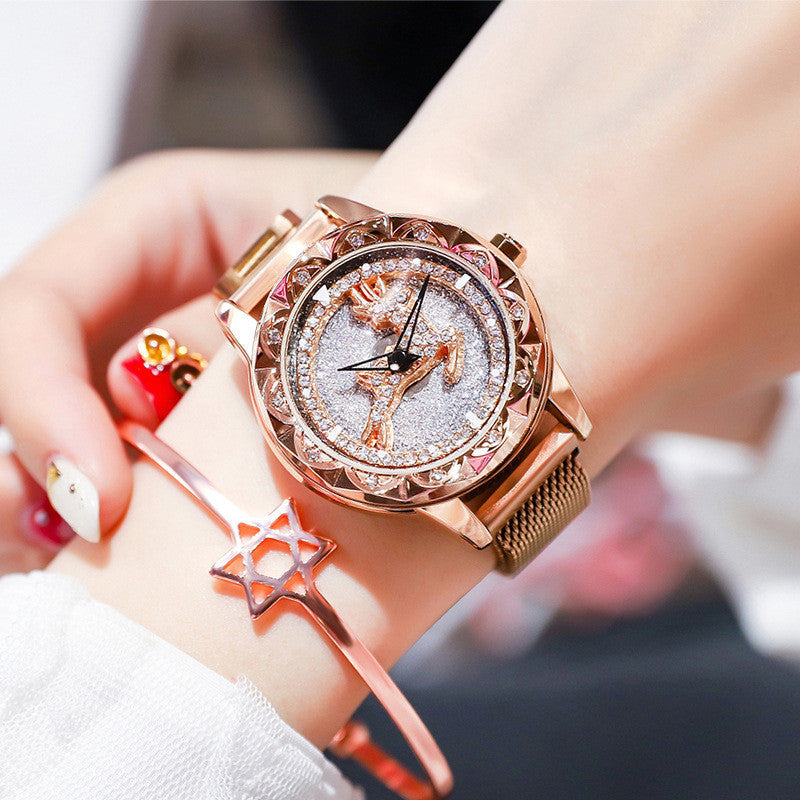 Fashion Women Watch, with 360¬∞ Rotatable Dial, Magnetic Watch Band & Daily Waterproof