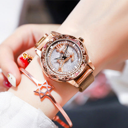 Fashion Women Watch, with 360¬∞ Rotatable Dial, Magnetic Watch Band & Daily Waterproof
