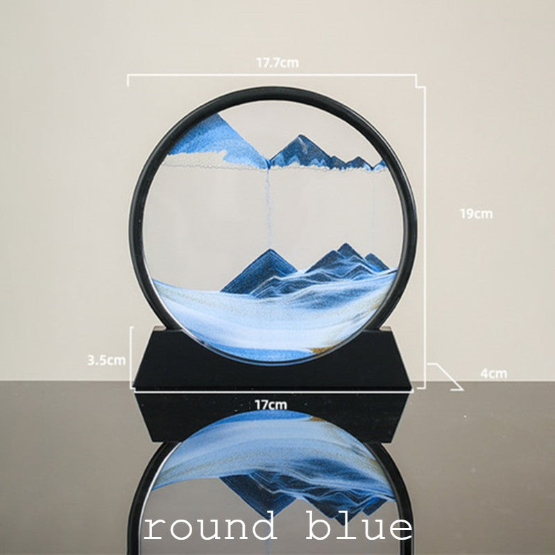 Dynamic Glass Framed Moving Sand Nature Landscape, for Desktop, Home, Office, Decor