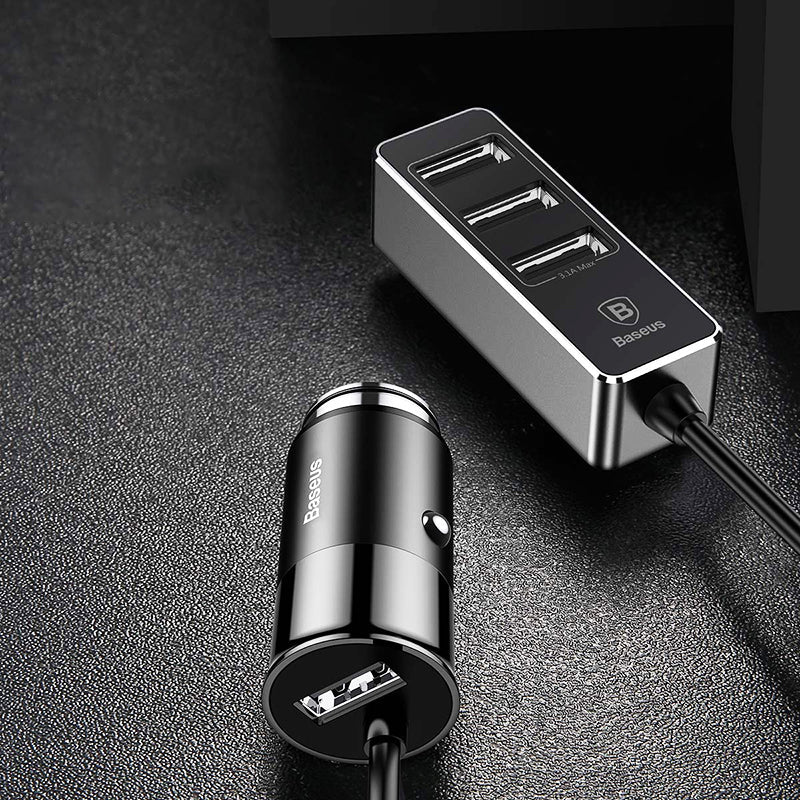 4-in-1 USB Car Phone Charger Splitter, with 4 USB Ports, 1.5m Cable, 5.5A Current & Charging Protection, for Phone, Tablet, Camera & More
