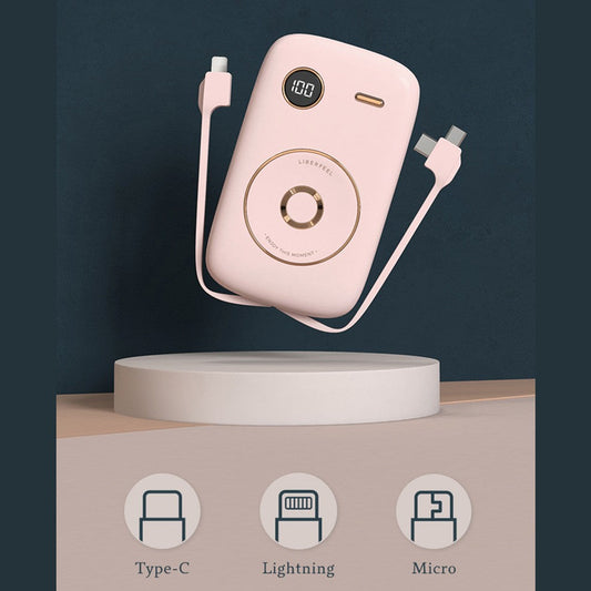 10000mAh Power Bank, with Built-in Cable, LED Battery Display & 6 Outputs, Support Fast Charging