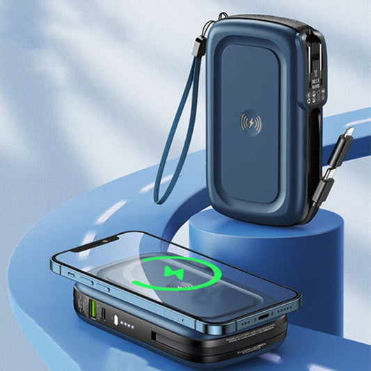 4-in-1 10000mAh Wireless Charging Power Bank, with Built-in Type-C/Lightning Connector, for Phone & Tablet (US Plug)