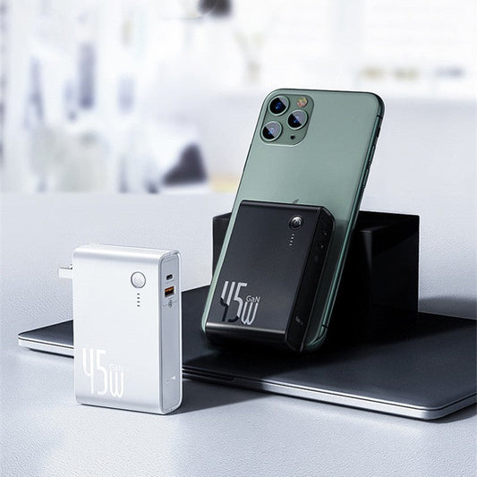 10000mAh USB Power Bank with Built-in 45W Wall Charger, for Phone, Earphone, Tablet, Laptop (US Plug)