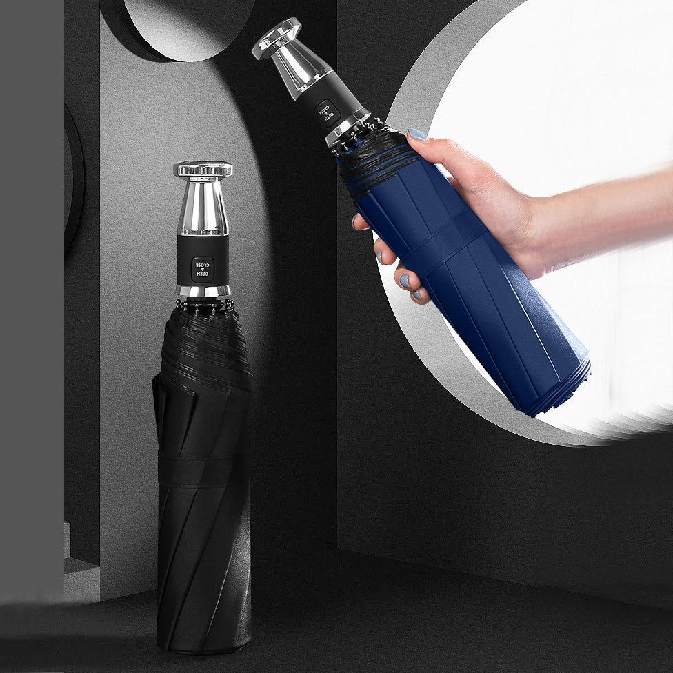 12-Rib Rain/UV Folding Umbrella, with Auto Open Close & Windproof Canopy, for Travel, Commute & More