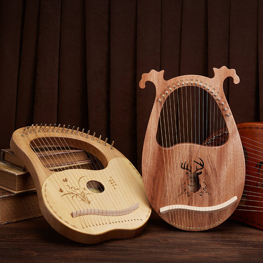 Classy 16-String Lyre Harp with Metal Strings, Tuning Wrench, Spared Strings, Manual and Bag, for Beginners and Professionals