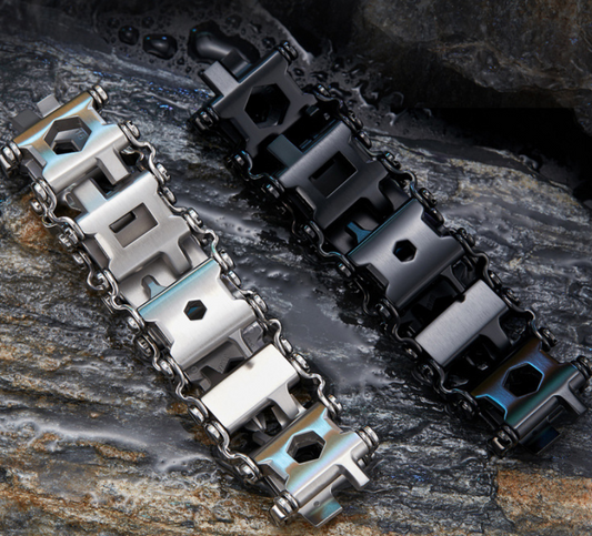 29-in-1 Multifunctional Stainless Steel Watch Strap/Bracelet, with 29 Hidden Practical Tools, for Sailing, Travel, Camping & Hiking