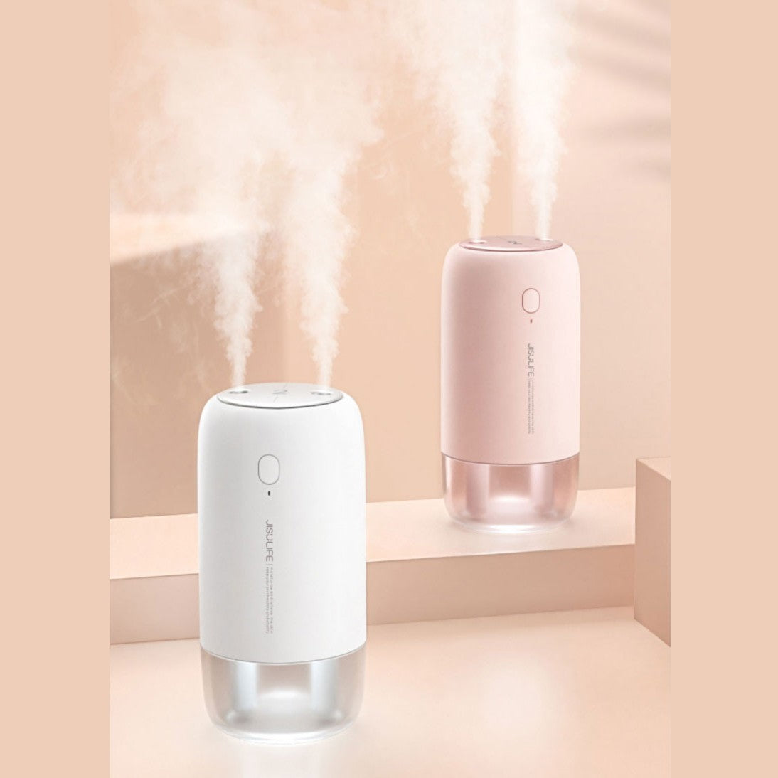 Portable Wireless Humidifier, with Dual Spray Design, 10hrs Battery Life and Night Light, for Work, Study, Car and More