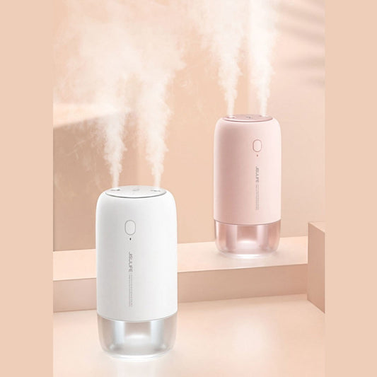 Portable Wireless Humidifier, with Dual Spray Design, 10hrs Battery Life and Night Light, for Work, Study, Car and More