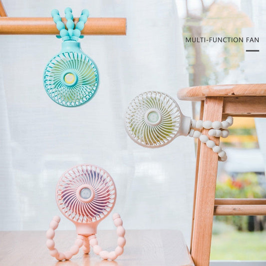 Portable Rechargeable Fan with Adjustable Tripod & 3 Wind Modes, for Home, Desk, Stroller & More
