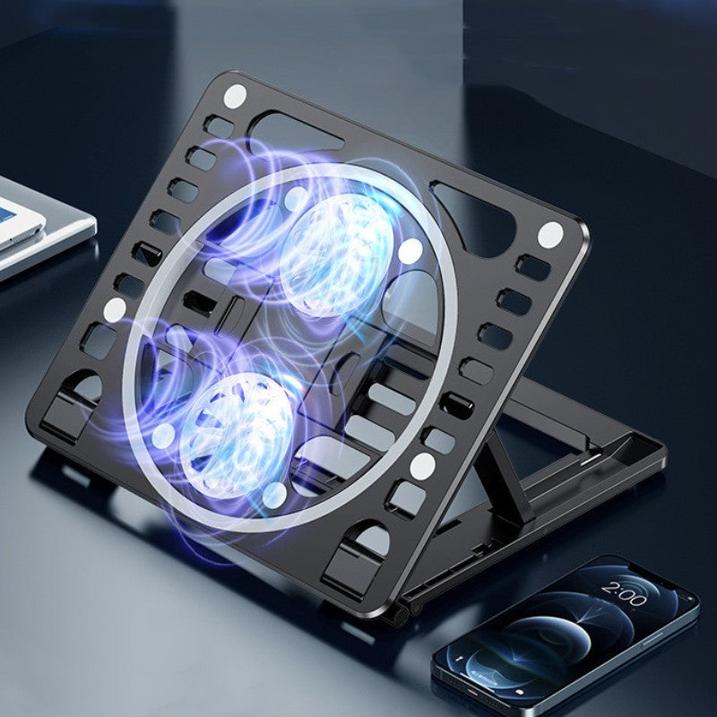 Adjustable Laptop Stand with Cooling Fan, Rotatable Phone Clip, for Laptop, Tablet, Phone & Book