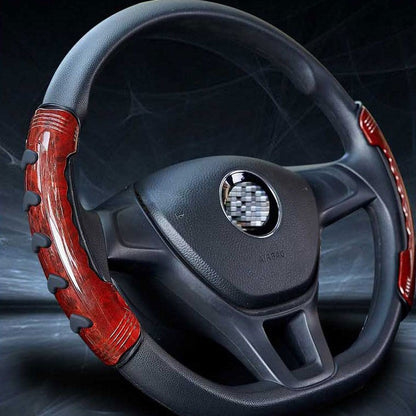 Universal Non-Slip Steering Wheel Cover, with Wood Grain Design & Skidproof Buttons