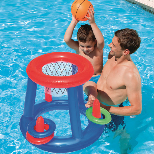 Inflatable Pool Float Set, Including Balls, Gate or Net and Pump, for Summer Party & Fun Water Games, for Kids and Adults