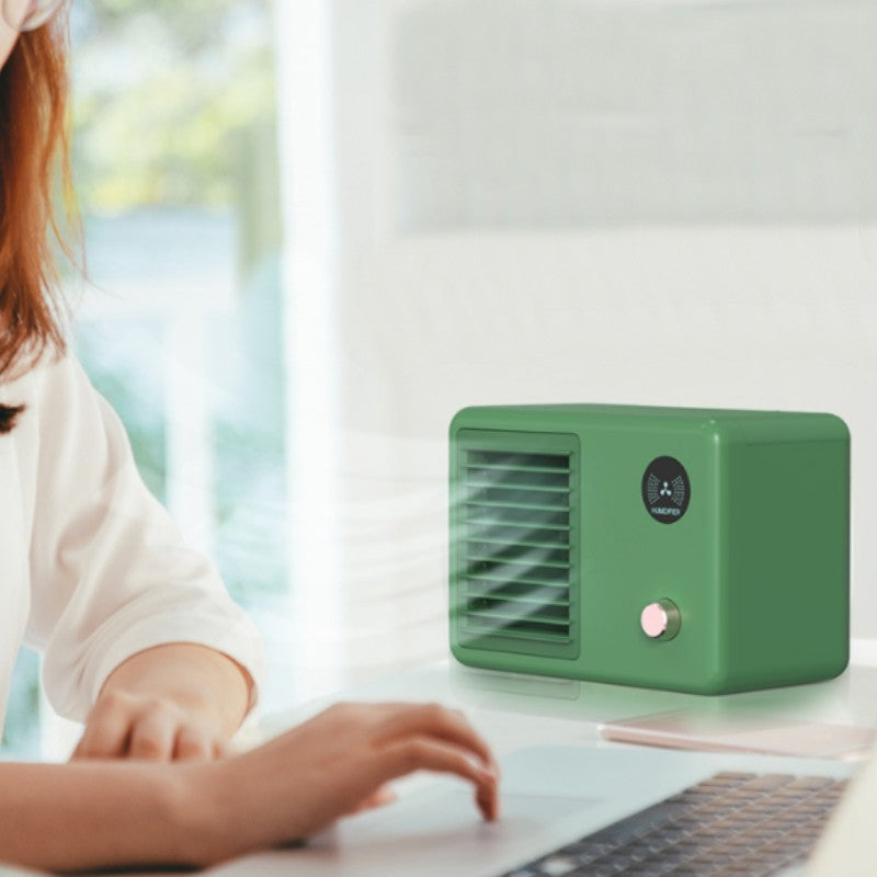 2-in-1 Wireless Retro Radio-shape Fan with Humidifier, with Night Light, 3 Wind Modes & Adjustable Angle, for Desk, Table & More