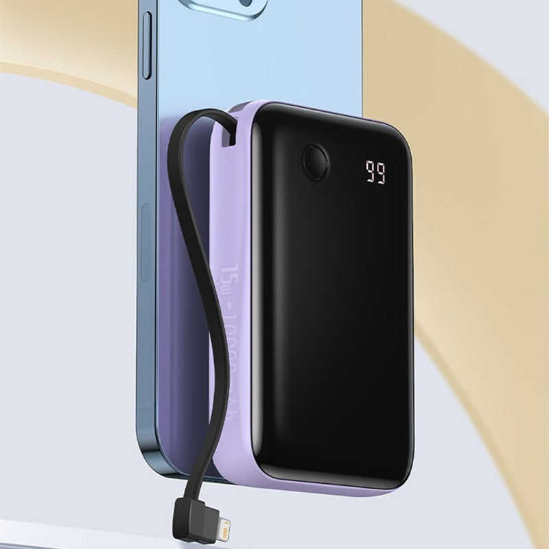 10000mAh Power Bank with Built-in Cable & 3 Outputs, for Phone & Tablet