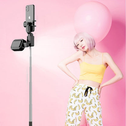 Selfie Stick Tripod, with Light, Detachable Bluetooth Remote & 6 Levels of Height Adjustment