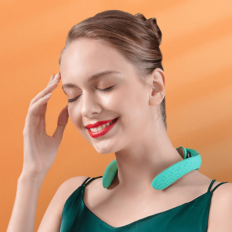 Portable Neck Massager, with 6 Modes, 16 Strengths, Red Light Auxiliary Massage & Ergonomic Design, for Study, Work & Travel