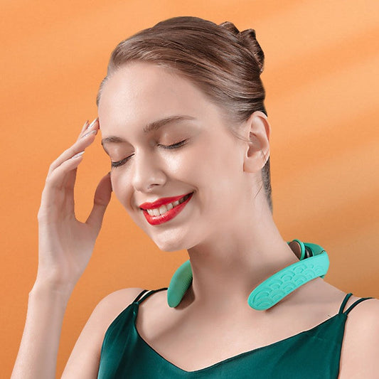 Portable Neck Massager, with 6 Modes, 16 Strengths, Red Light Auxiliary Massage & Ergonomic Design, for Study, Work & Travel