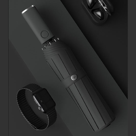 Automatic Umbrella, with Built-in LED Lighting, 100-Day Long Standby & 10 Ribs, for Heavy Rain, Night, Outdoor & More
