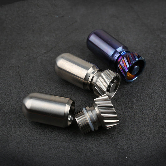 Portable Waterproof Titanium Alloy Pillbox, for Outdoor, Camping, Traveling