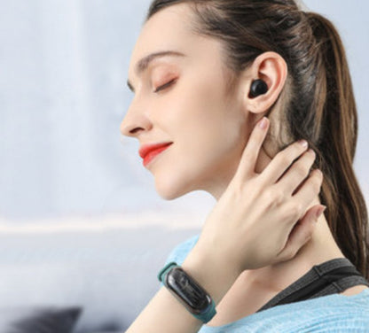 Portable Wristband TWS Wireless Bluetooth Earbuds, with Bluetooth 5.0 Chip, Semi-in-ear Design & 80hrs Standby Time, for Sport, Travel, Work & More