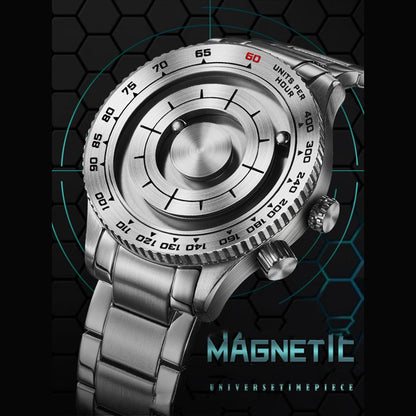 Cool Magnetic Levitation Men Watch, with No Mirror Design, Quartz Movement, Steel Strap & Waterproof