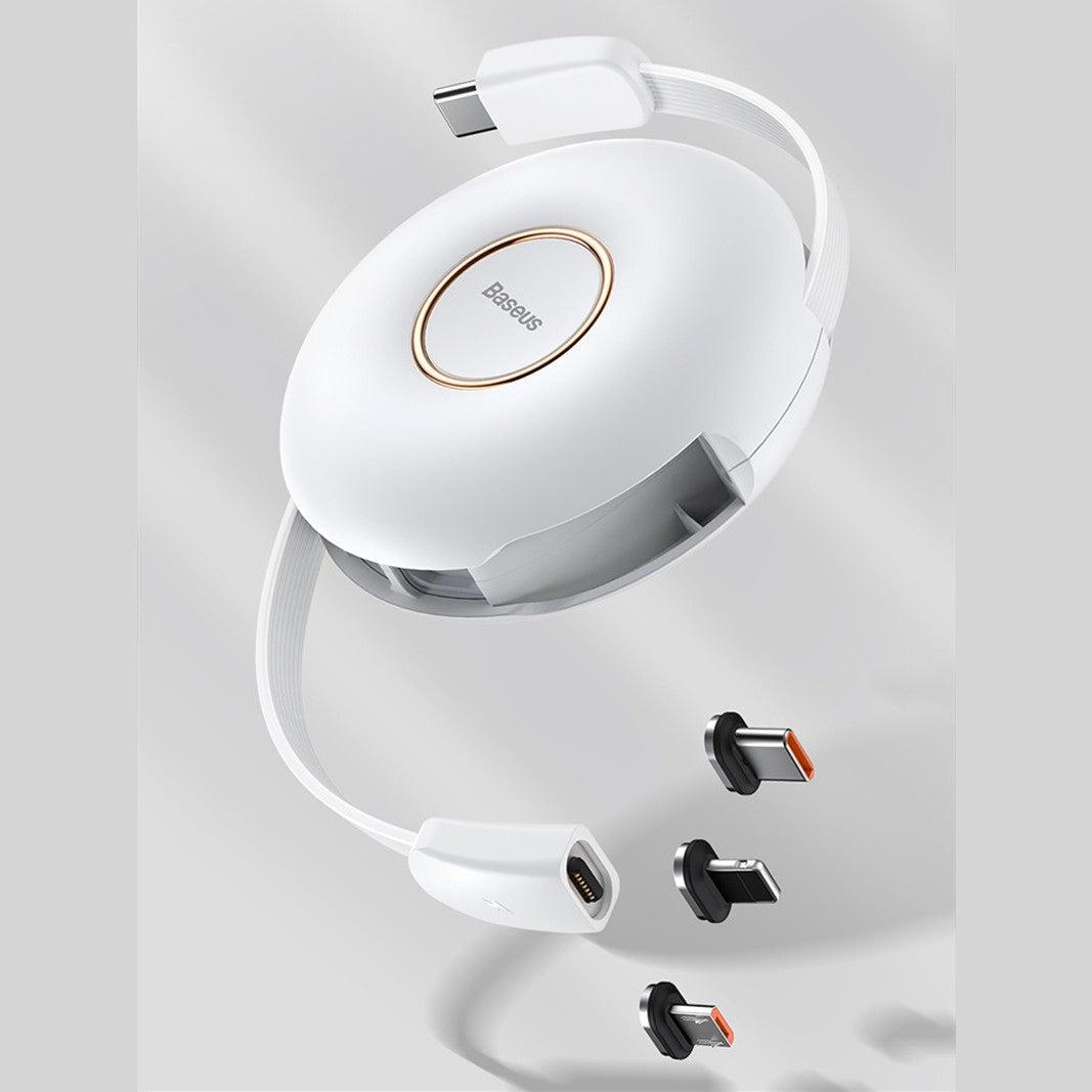 3-in-1 Portable Stretchable USB-C Charging Cable, with Magnetic Connectors (USB-C, Lightning & Micro), for Phone, Tablet & More