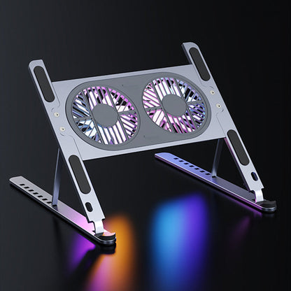 Portable Ergonomic Laptop Cooling Stand, with Adjustable Height & Quiet LED Fans
