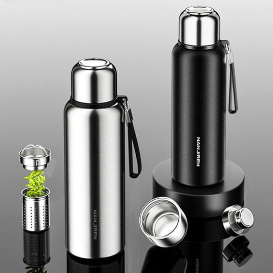 Insulated Thermos Water Bottle, with Tea Filter & Wide-mouth Opening, for Coffee, Tea & Cold Beverage