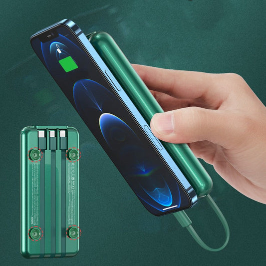 10000mAh Power Bank, with Built-in Charging Cables, 4 Outputs and 3 Inputs, 22.5W/PD18W Fast Charging