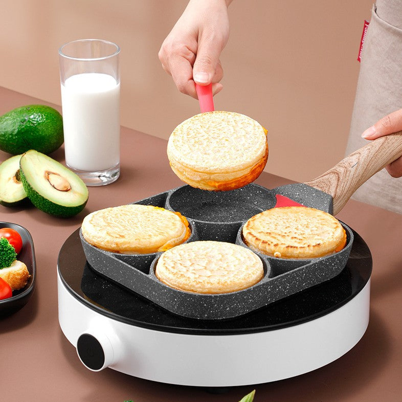 Non-stick Egg Frying Pan, with Thermo-Triangle Indicator, Wood Handle ...