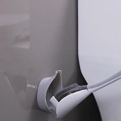 Wall Mounted Toilet Brush Set, with Holder, Soft Bristles & No-punch Installation