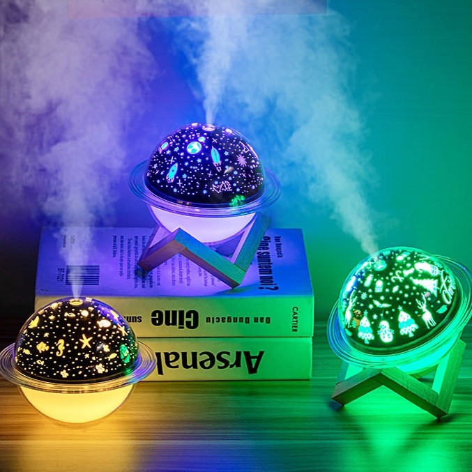 2-in-1 Projection Lamp & Humidifier, with Color-changing Light & 2 Spray Modes, for Bedroom, Office & More