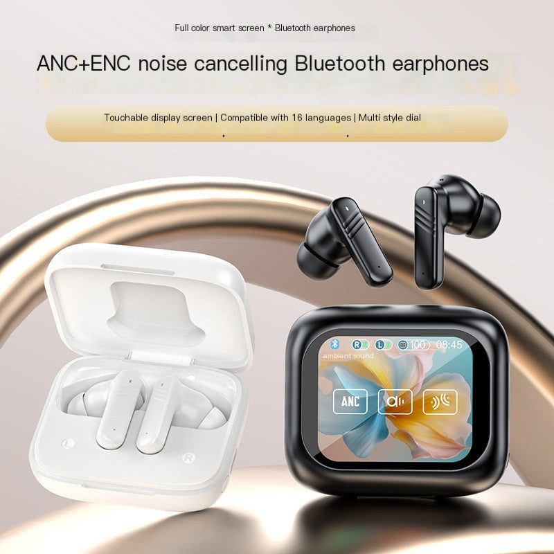 TWS Bluetooth Earbuds – Color Screen Touch Control with Active Noise Cancellation