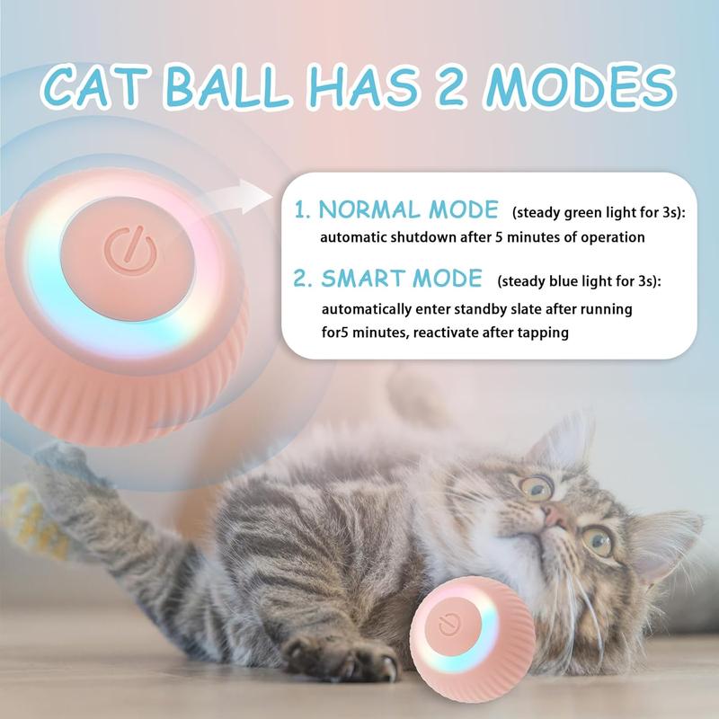 Smart Interactive Cat Ball Toy - Automatic Rolling LED Ball for Indoor Cats - Self-Play Power Ball