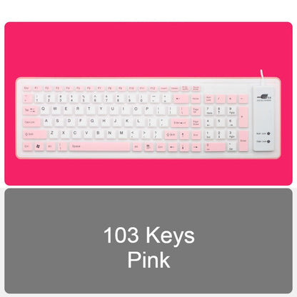 Roll-up Silicone Flexible Keyboard, with USB Wired, Waterproof Coating & Silent Typing