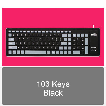 Roll-up Silicone Flexible Keyboard, with USB Wired, Waterproof Coating & Silent Typing