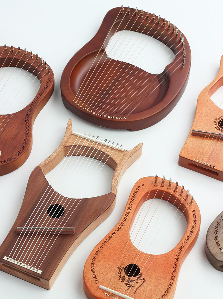 16 Brass String Mahogany Lyre Harp with Tone Wrench for Children, Teenager & Adults