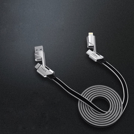 4-in-1 Multi-sockets Charging Cable (1m), Support Fast Charging, with Type-C, Type-A and Lightning, Compatible with Most Phones