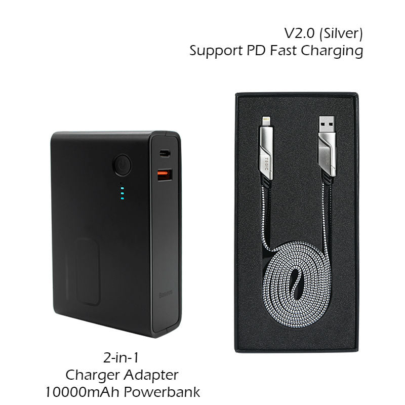 4-in-1 Multi-sockets Charging Cable (1m), Support Fast Charging, with Type-C, Type-A and Lightning, Compatible with Most Phones