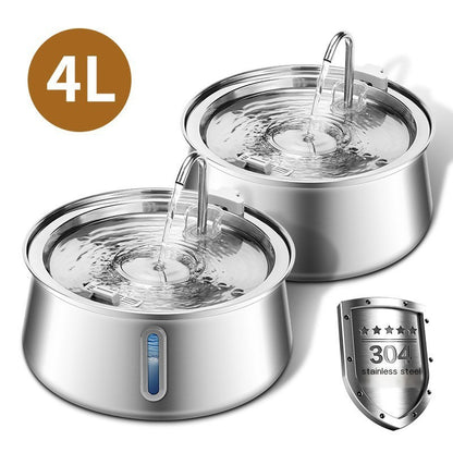 Stainless Steel Pet Water Feeder – 4L Automatic Fountain with filter system