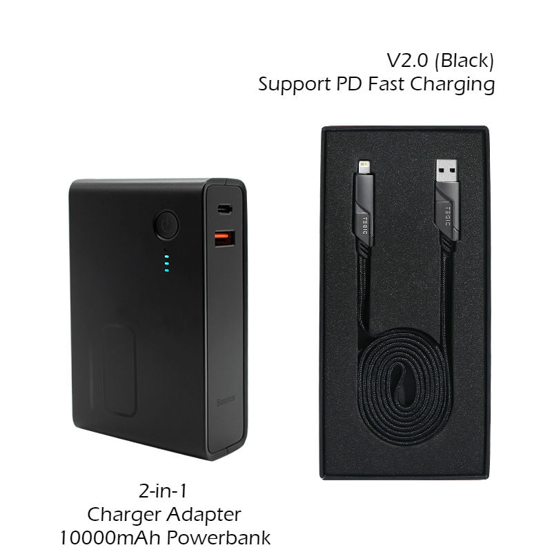 4-in-1 Multi-sockets Charging Cable (1m), Support Fast Charging, with Type-C, Type-A and Lightning, Compatible with Most Phones