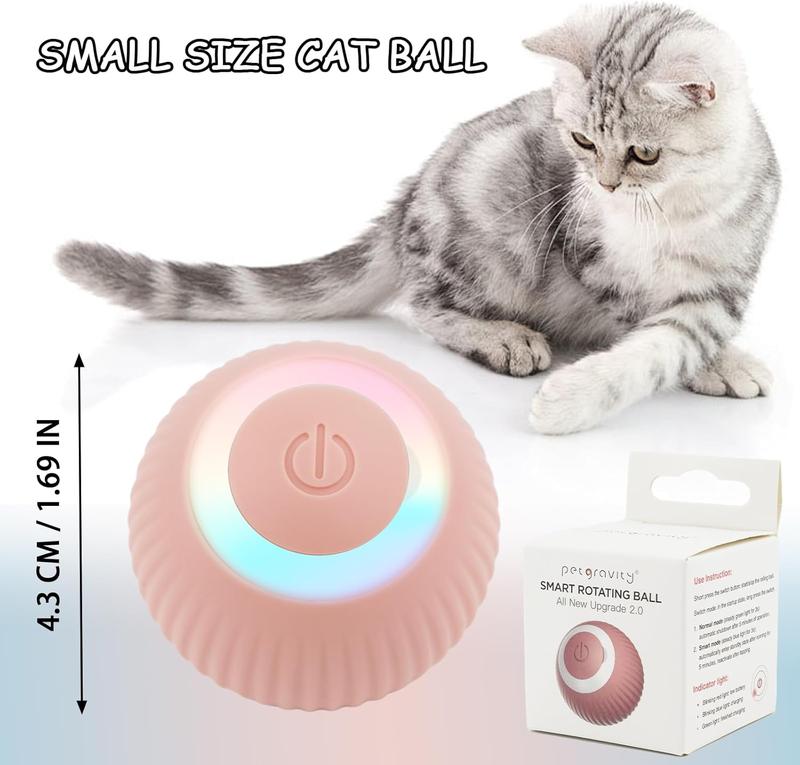 Smart Interactive Cat Ball Toy - Automatic Rolling LED Ball for Indoor Cats - Self-Play Power Ball