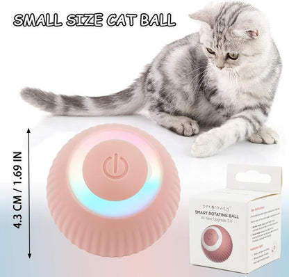 Smart Interactive Cat Ball Toy - Automatic Rolling LED Ball for Indoor Cats - Self-Play Power Ball