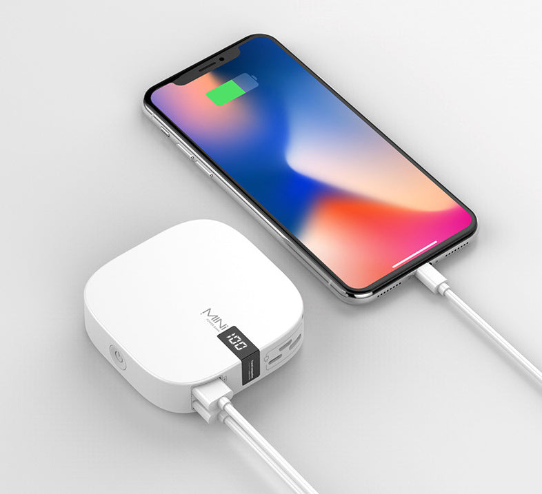 Mini 10000mAh Power Bank with 2.1A Fast Charging, Super Slim, LED Display and Dual USB Output Ports, Support Lightning, Micro and Type-C