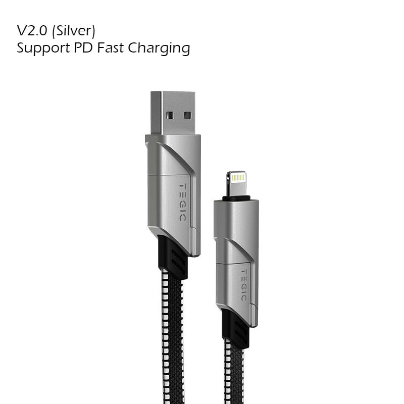 4-in-1 Multi-sockets Charging Cable (1m), Support Fast Charging, with Type-C, Type-A and Lightning, Compatible with Most Phones