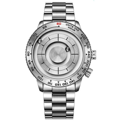 Cool Magnetic Levitation Men Watch, with No Mirror Design, Quartz Movement, Steel Strap & Waterproof