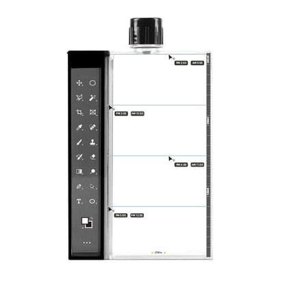 2-in-1 Minimalist Detachable Water Bottle, with Creative Photoshop Tool Bar Pattern, Best Gift for Designers